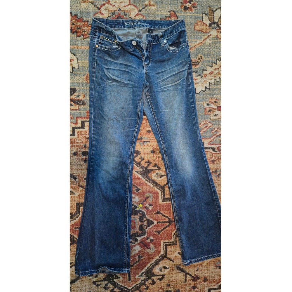 ZCO Jeans‎ Premium Womens Size 7 Medium Wash Wing Bling Bootcut Denim Blue Jeans